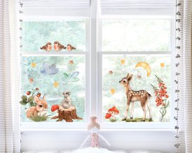 Samolepky na okná Divoké lesné zvieratká do detskej izby,