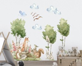 Forest Animals Wall Decal for Kids room and nursery, Stickers woodland