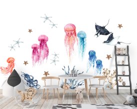 Jellyfish Wall Decal for kids room, Sea life  wall stickers, Jellyfish sticker