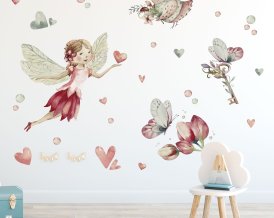 Wall Decal  for Kids, Nursery Magic Fairy Garden, Self Adhesive, Watercolour Wall Decor Fair