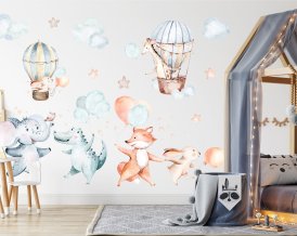 Wall Decals for Kids room Air balloons, Elephant, Giraffe, Crocodile peel&stick