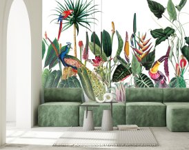 Exotic Forest Tapete abziehbare ECO-Textiltapete Blumen- und Blätter-Wandbild