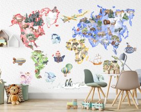 Kids World Map Wall Decal with Personalised name