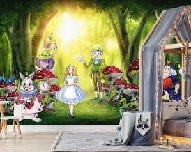 Alice im Wunderland Tapete Kinderzimmer Selbstklebende Tapete, Abziehen und Aufkleben ECO