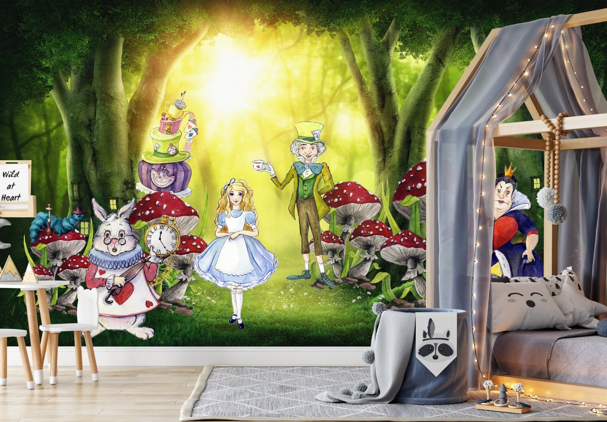 Alice im Wunderland Tapete Kinderzimmer Selbstklebende Tapete, Abziehen und Aufkleben ECO