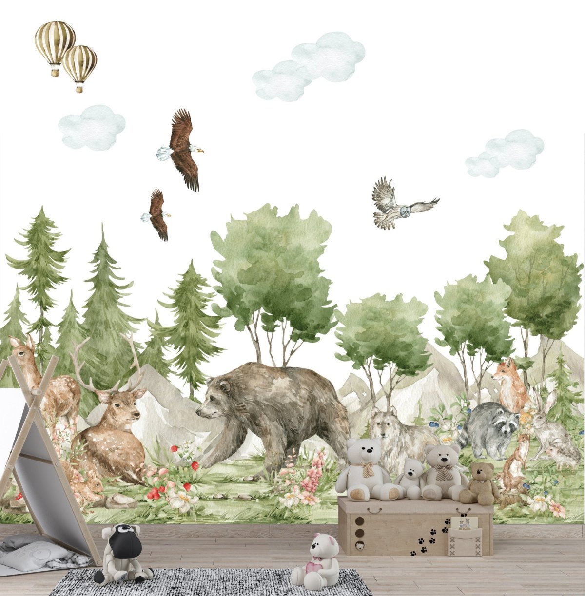 Nálepky na zeď s lesními zvířátky do dětského pokoje