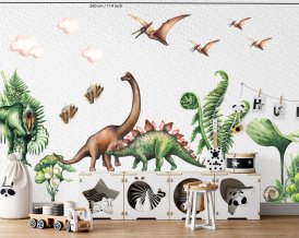 Nálepka na zeď s dinosaury do dětského pokoje s Trexem
