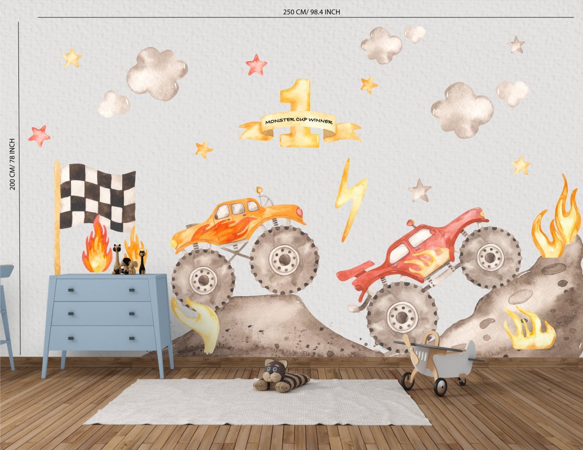 Wall Decal Monsters Trucks for Boys