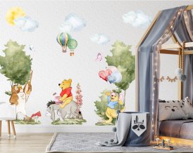 Winnie the Pooh Wall Decal for kids room, wall stickers for nursery with Owl, Rabbit, Donkey