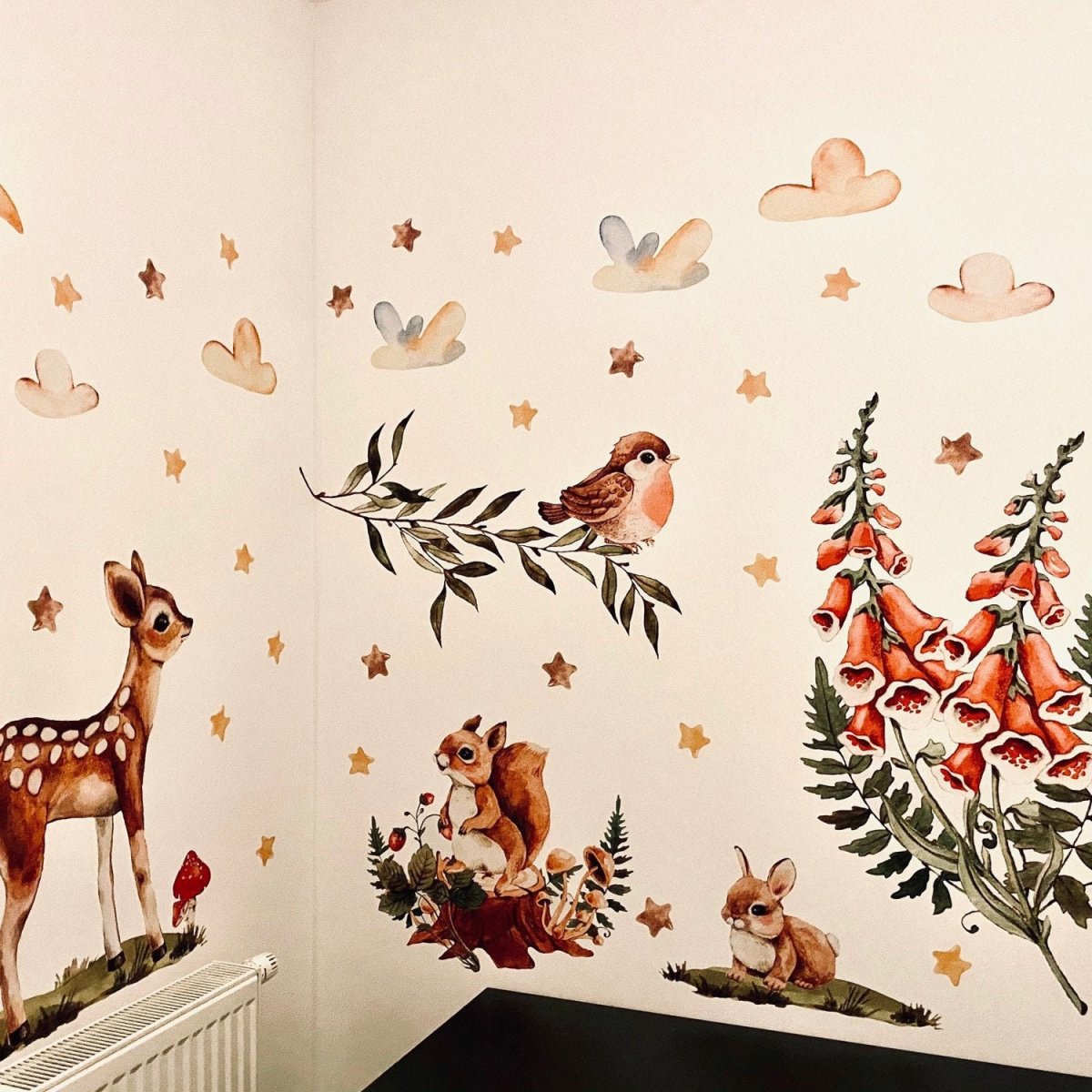 WOODLAND Fairy Forest Wall Decals with Doe, Rabbit, Squirrel, Mouse,