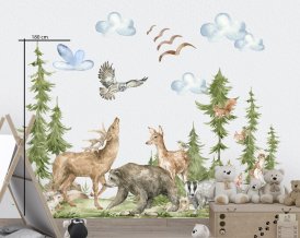 Nálepka na zeď lesní zvířata do dětského pokoje nebo školky