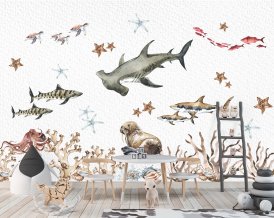 Shark Wall Decal, Sea World Wall Decal for Kids Room