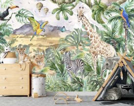 TROPICAL SAFARI wallpaper - Safari Animals Wallpaper - Safari Wallpaper for Nursery
