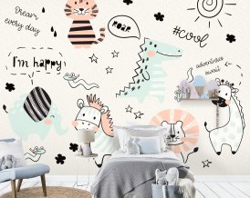 SAFARI animals WALLPAPER  ECO Wallpaper Peel & Stick for kids room or nursery,Wall Mural