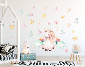 Wall Decal for Kids and Nursery Watercolour  Unicorn  wall sticker for nursery, Wall Mural