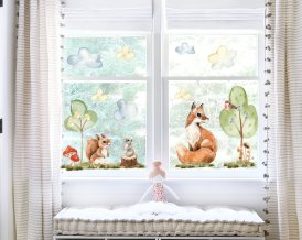 Nálepka na okno Divoké lesné zvieratká pre detskú izbu alebo škôlku