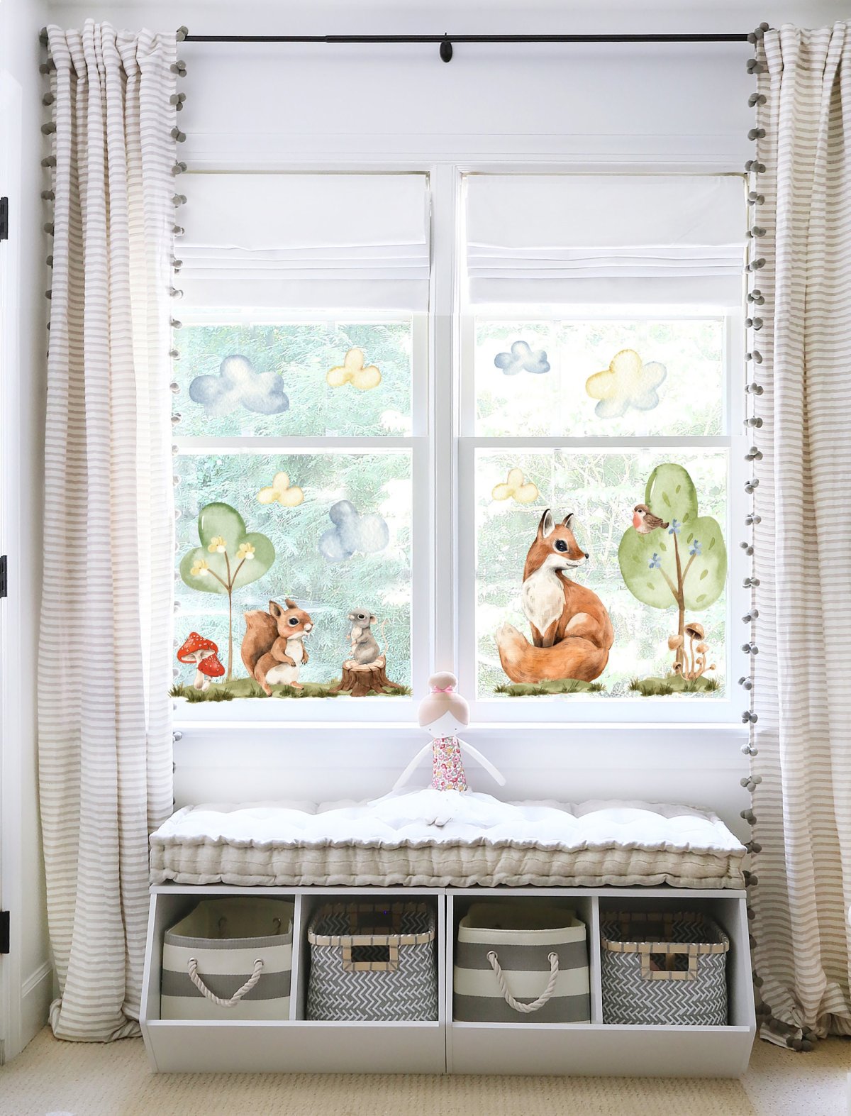 Window Sticker Wild Forest Animals for kids room, Nursery window decal