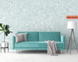 Floral Wallpaper retro style minimalistic design, hand painted ECO reusable peel&stick