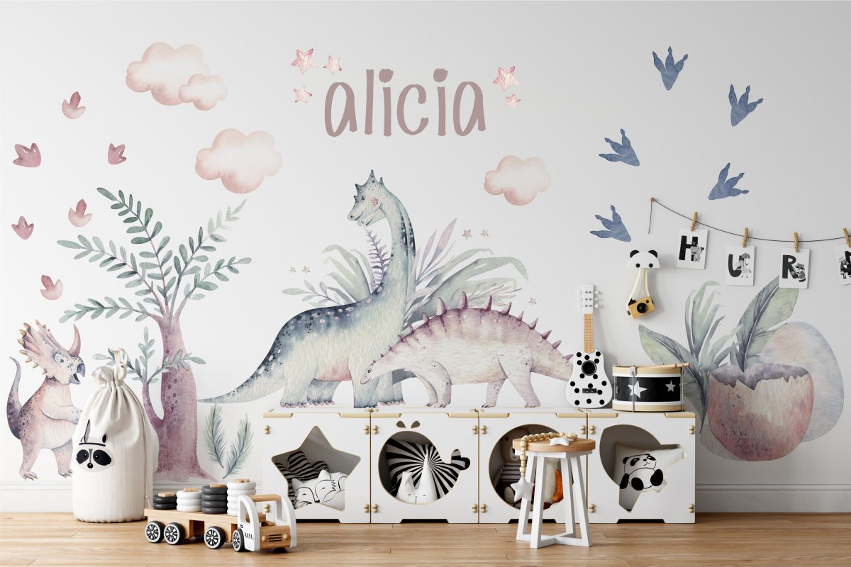 Wall Decal Jurassic Park with DINOSAURS with Personalised Name or Headline for Kids room