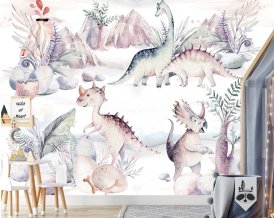 DINOSAURS- Customised wallpaper for children with animals peel&stick reusable