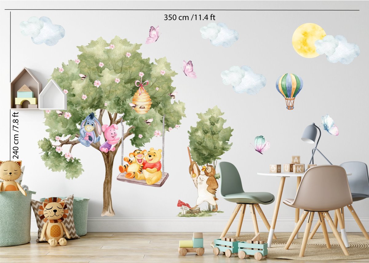 Winnie the Pooh Wall Decal for kids room, wall stickers with Piglet, Tigger, Donkey