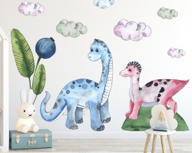 Dino Wall decal Kids room- Watercolour Dinosaurs Jurassic park