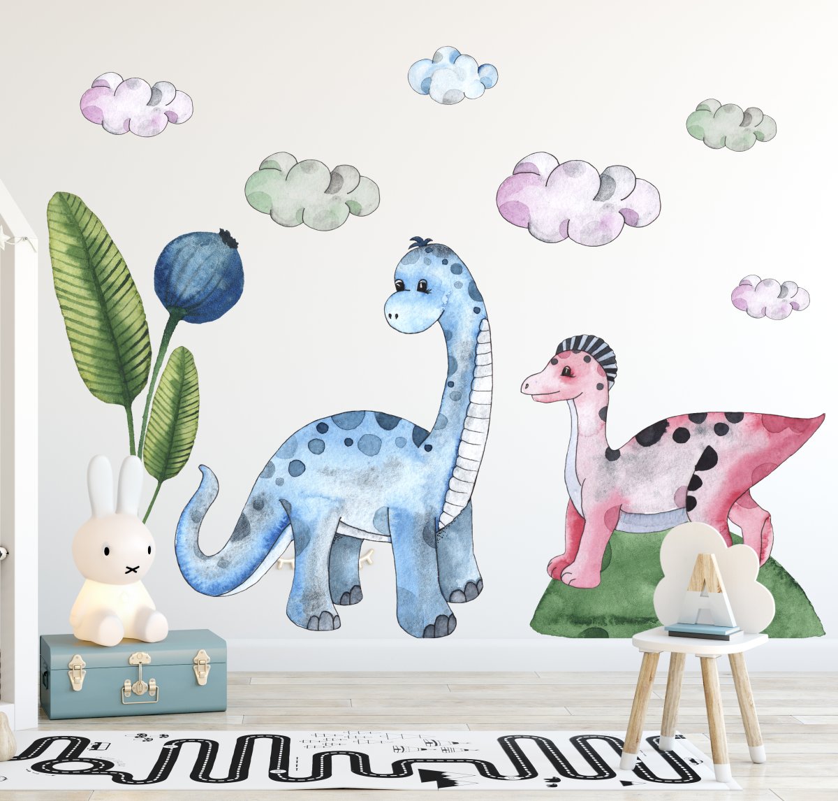 Dino Wall decal Kids room- Watercolour Dinosaurs Jurassic park