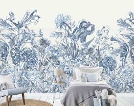 Flower Wallpaper- reusable peel&stick ECO Textile