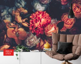 Dark Dutch Floral  Wall Mural peel and stick