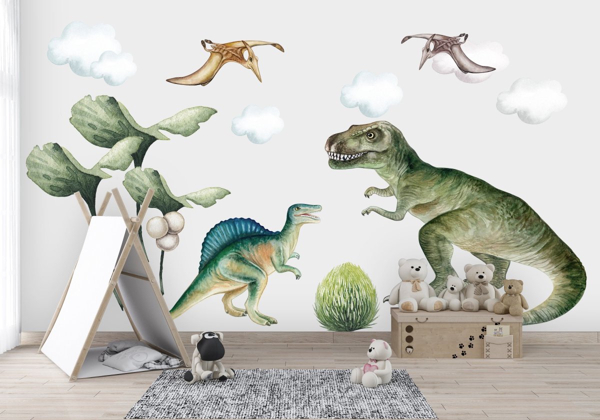 Dino-Wandtattoo für Kinder, Jurassic World, Wandtattoo Dinosaurier - Raptor, Spinosaurus,