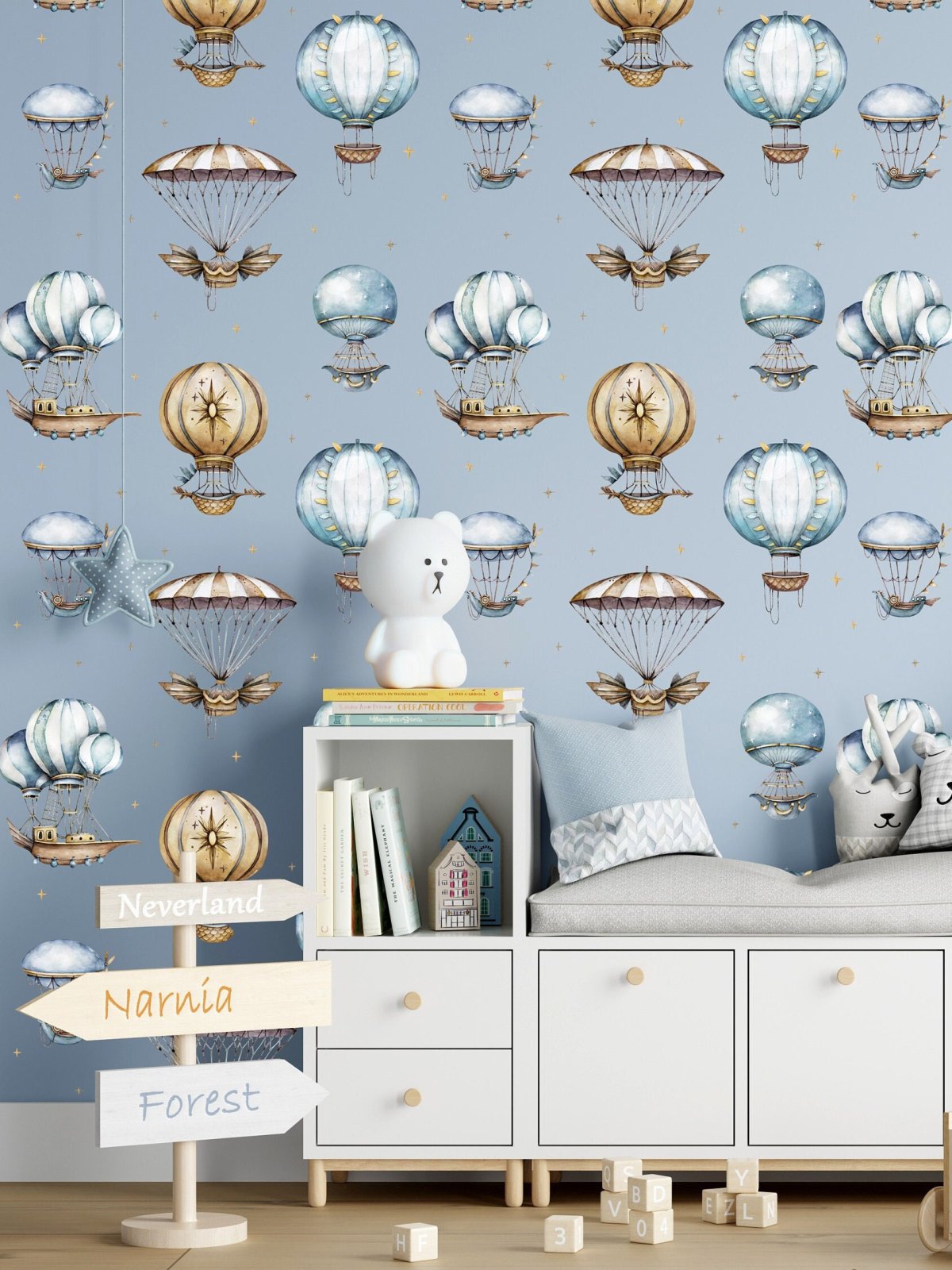 VINTAGE AIR BALLOON  wallpaper - Hot Air Balloon Wallpaper for Nursery - Vintage Air Balloon