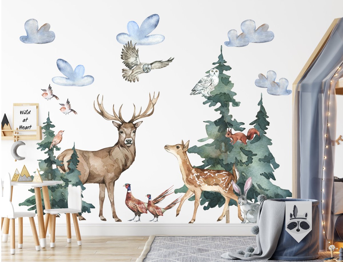 Forest Wall Decal for Kids Room, Nursery Woodland Wall Decals