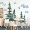 Large watercolor forest trees wall decals for kids room nursery mural decor