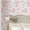 Pink Toile De Jouy Ballerinas Wallpaper