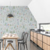 French Meadow Wallpaper with Blue Benjamine Moore