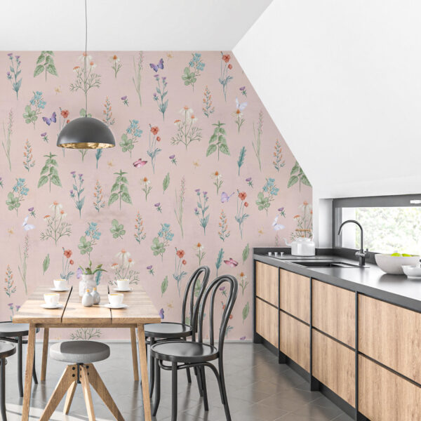French Meadow Wallpaper, Blush Colour Benjamine Moore