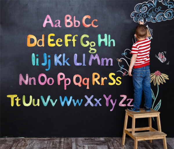 Rainbow UPPERCASE LETTERS Watercolour kids decal