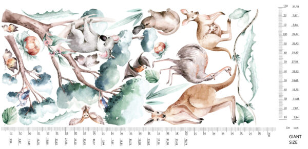 Watercolor Australian Animals Wall Decal Koala Kangaroo Kookaburra Nursery Outback Room Stickers