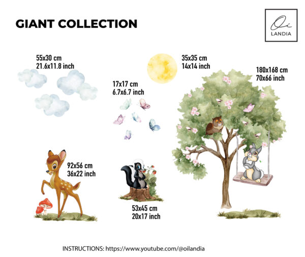 Personalised Bambi Wall Decal – Woodland Nursery & Kids Room Decor