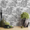 Grey Toile De Jouy Wallpaper