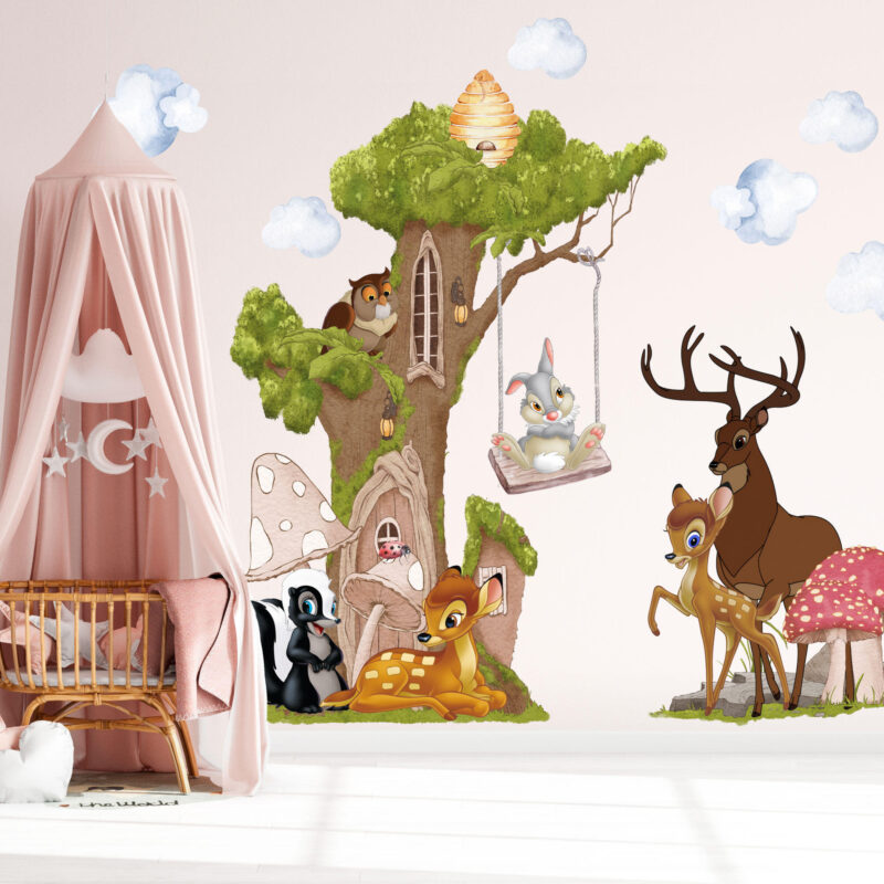 Bambi-Wall-Decal-Kids-room Woodland Bambi & Wall Decal | Watercolor Nursery Sticker | Peel & Stick