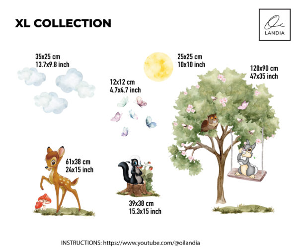 Personalised Bambi Wall Decal – Woodland Nursery & Kids Room Decor