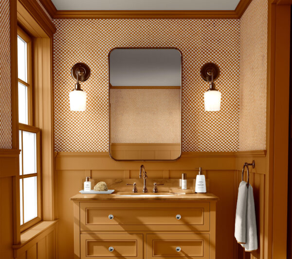 ART DECO Vintage brown white chessboard Wallpaper