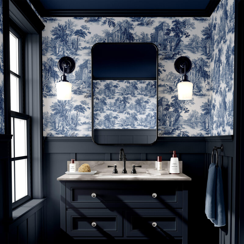 Blue Toile De Jouy Wallpaper