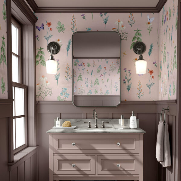 French Meadow Wallpaper, Blush Colour Benjamine Moore