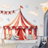 Red Circus Tent Wall Decal – Reusable Fabric for Nursery & Kids Room