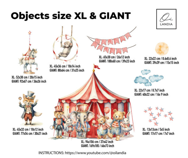 Circus Wall Decals with Teddy Bear – Magical Nursery Decor for Kids