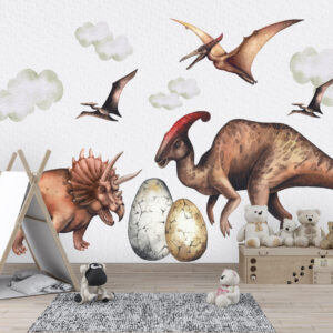 Dinosaur Wall Decal Kids – Triceratops & Parasaurolophus