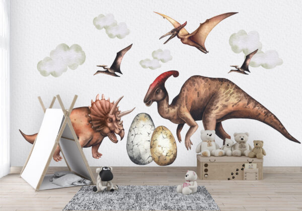 Dinosaur Wall Decal Kids – Triceratops & Parasaurolophus
