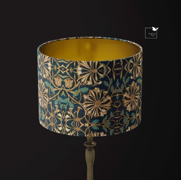 William Morris Honeysuckle lamp shade gold lining